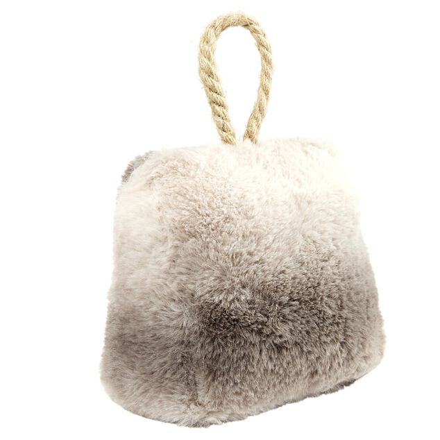 Bloque porte fausse fourrure avec lanière corde - 2 coloris