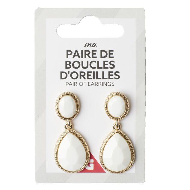 Boucles d'oreilles femme pendantes zinc et acrylique colorées L8cm (3 modèles)