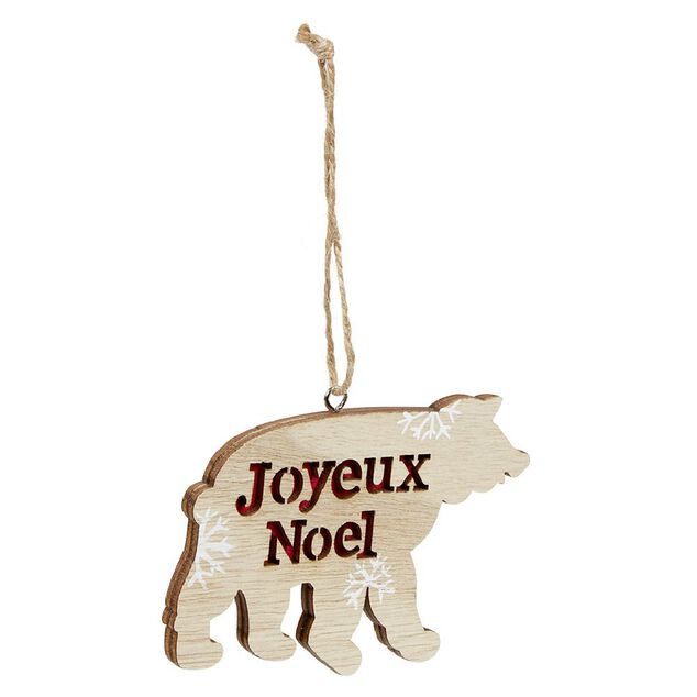 D&eacute;coration de No&euml;l ours en bois &agrave; suspendre
