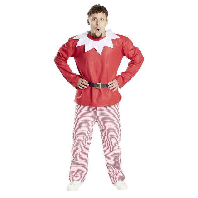 Déguisement Noël adulte lutin rouge et blanc S/M ou L/XL