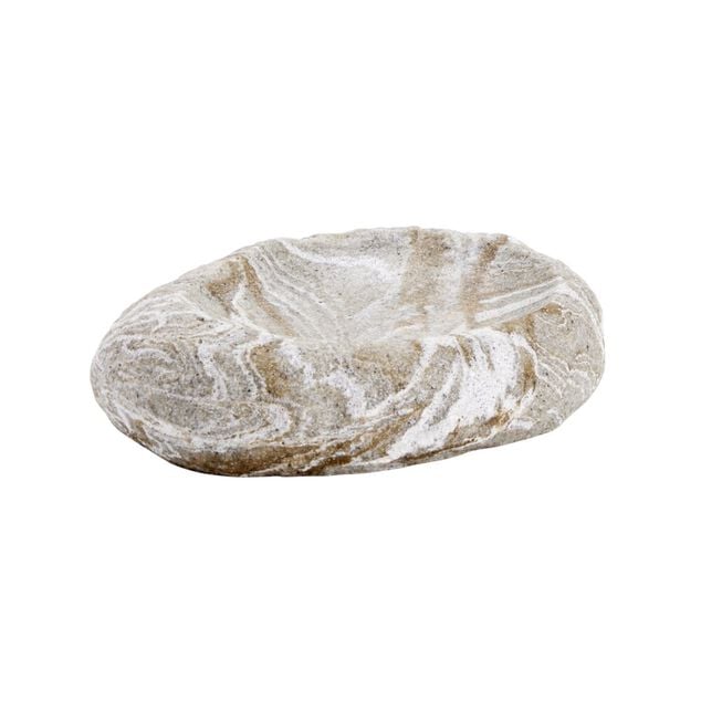 Porte-savon ovale effet pierre plastique gris et marron 9x11,5cm