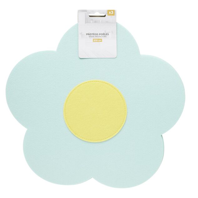 Prot&egrave;ge-po&ecirc;le x3 feutrine forme fleur &Oslash;38cm (2 mod&egrave;les)
