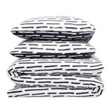 Parure de lit 2 personnes 240x220cm réversible polyester imprimé noir et blanc