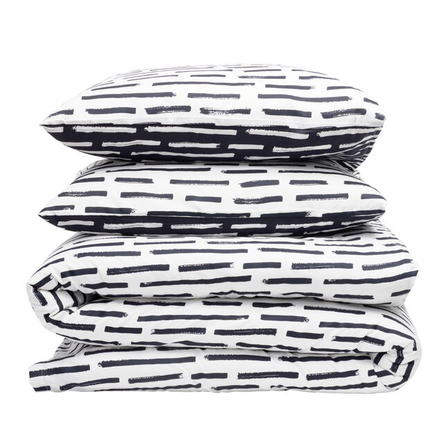 Parure de lit 2 personnes 240x220cm réversible polyester imprimé noir et blanc