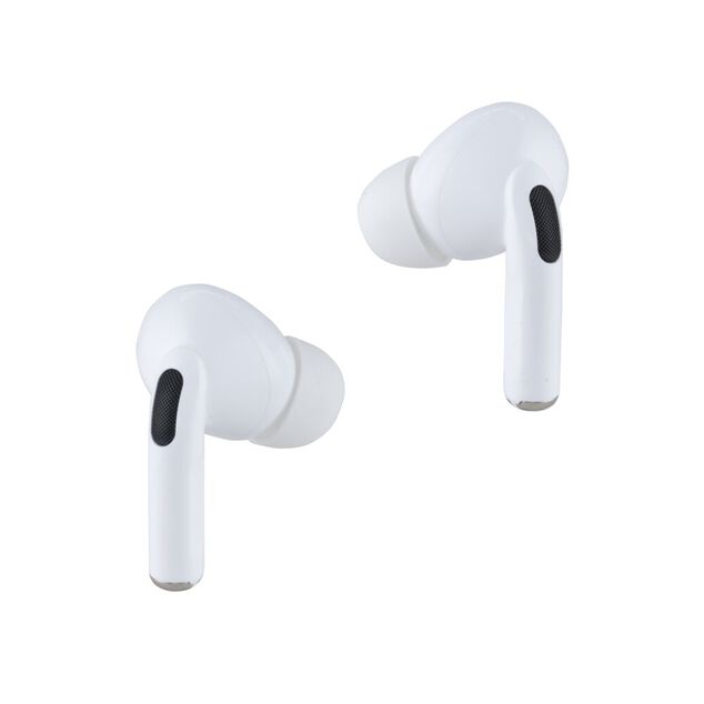 Ecouteurs bluetooth &eacute;cran tactile blanc 6x2,5xH4,5cm