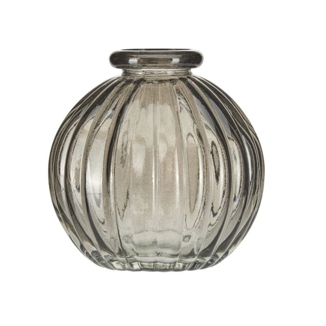 Vase rond en verre stri&eacute; color&eacute; translucide &Oslash;8xH8cm (3 mod&egrave;les)