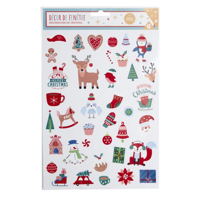 D&eacute;coration fen&ecirc;tre No&euml;l &eacute;lectrostatique personnages