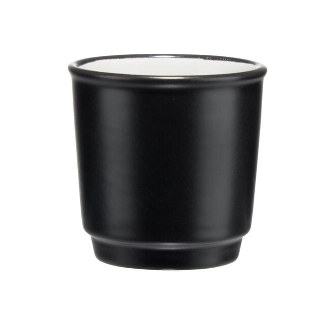 Tasse en gr&egrave;s espresso sans anse noir int&eacute;rieur blanc 9cl &Oslash;6,2xH6,2cm