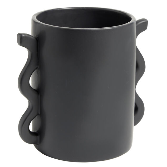 Pot en c&eacute;ramique noir avec multi anses 21x20xH15,5cm