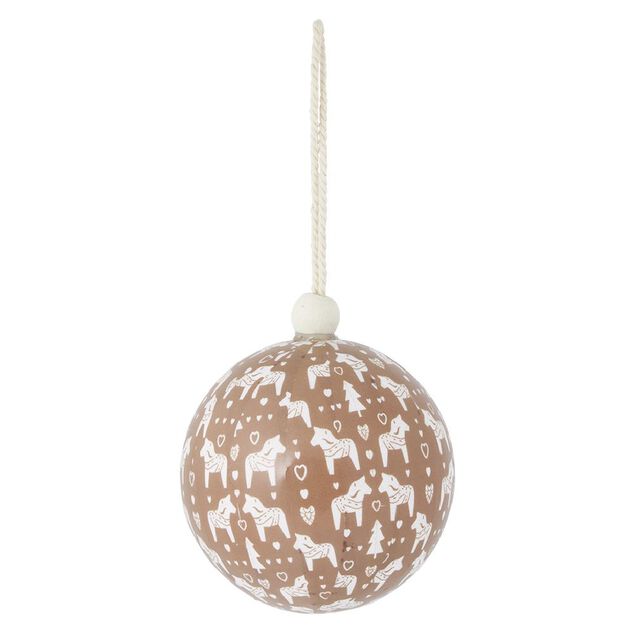 Boule de Noël village et cheval beige et blanc Ø8cm - 3 modèles