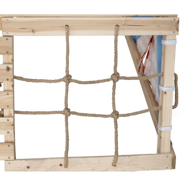Structure enfant bois toboggan tipi escalade filet et cale-pieds 180x145,5xH60cm