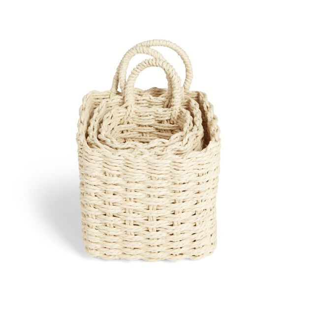 Lot de 3 pani&egrave;res tress&eacute;es rangement salle de bain