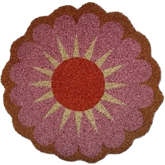 Paillasson coco rond forme fleur &Oslash;60cm (2 mod&egrave;les marron ou rose)
