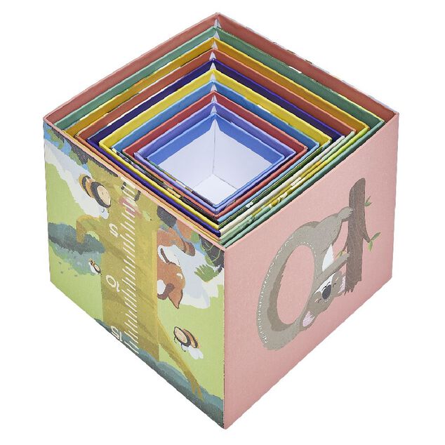 Pyramide d'&eacute;veil 10 cubes en carton &agrave; empiler H.110 cm