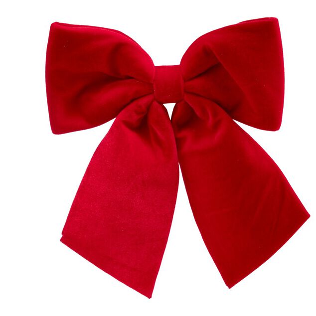Noeud de No&euml;l XL velours rouge &agrave; suspendre H40 cm