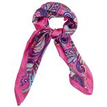 Foulard carr&eacute; tissu imprim&eacute; rose 45x45cm