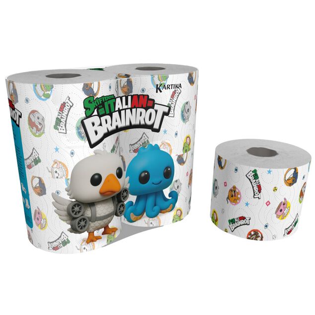Papier toilette Brainrot 3 plis 200 feuilles 4 rouleaux