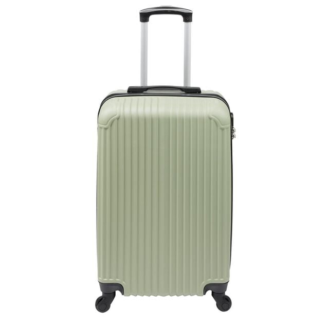 Valise rigide 50L trolley 4 roulettes plastique ABS vert 39,5x24xH60,5cm