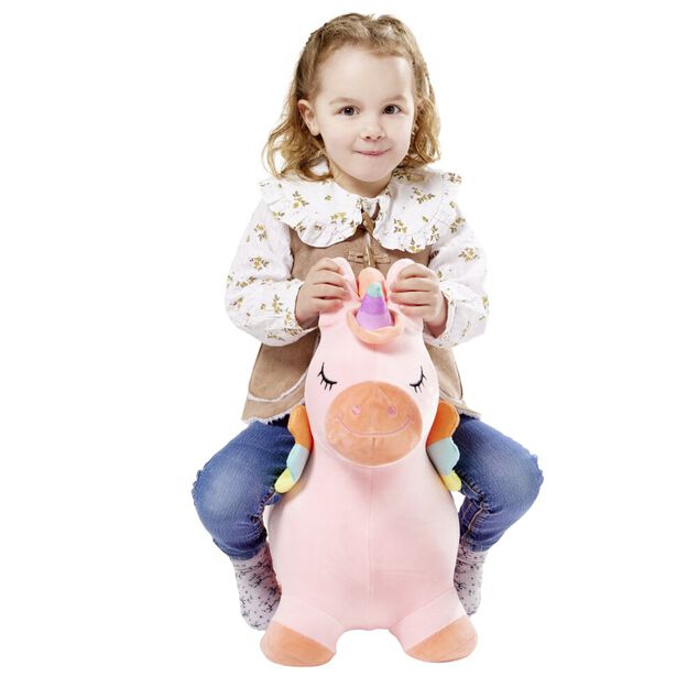 Animal sauteur licorne rose à gonfler 53x27xH53cm