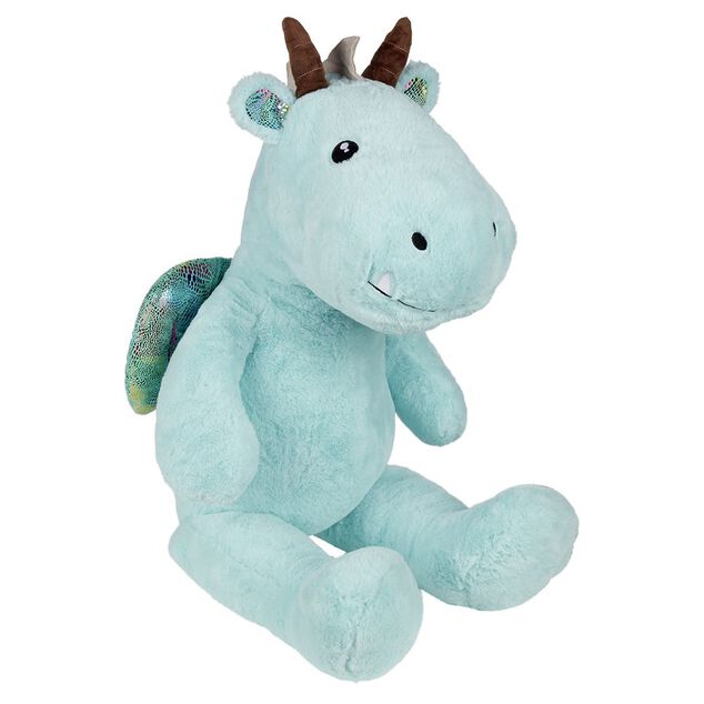 Peluche dragon polyester 100x40x30cm bleu