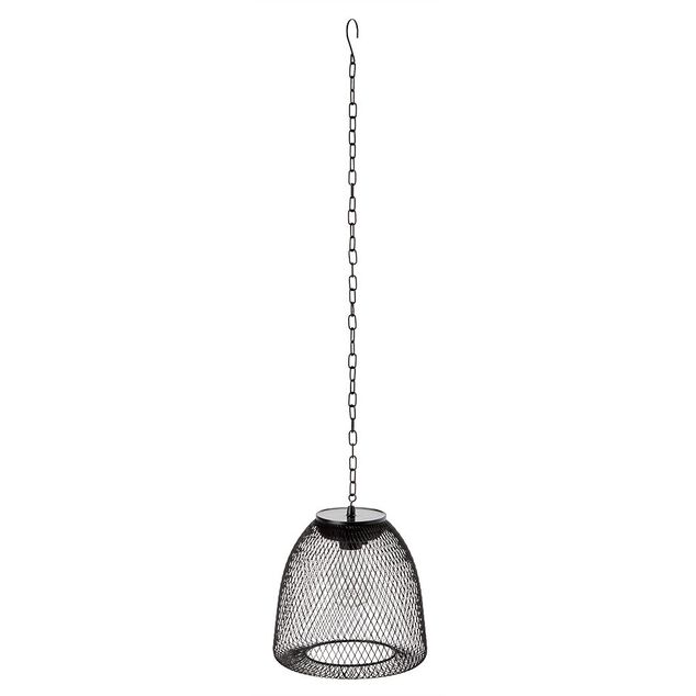 Lanterne solaire m&eacute;tal grillag&eacute; noir