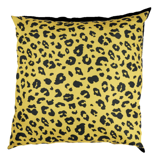 Coussin d'ext&eacute;rieur d&eacute;perlant motif l&eacute;opard jaune et noir 40x40cm