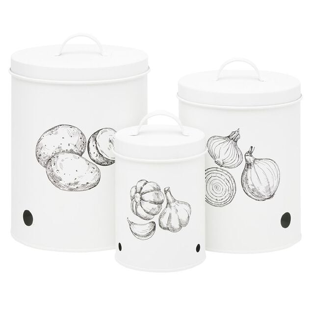 Bo&icirc;te de conservation pour ail en m&eacute;tal blanc