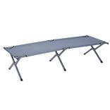 Lit de camp 1 personne pliable tissu gris 190x69,5xH43,5cm