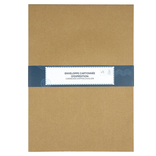 Enveloppe cartonn&eacute;e exp&eacute;dition marron x5 format 25x35cm