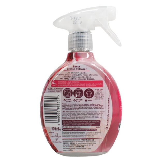 Spray d&eacute;froissant Lenor Jasmin & Red Berries 500ml