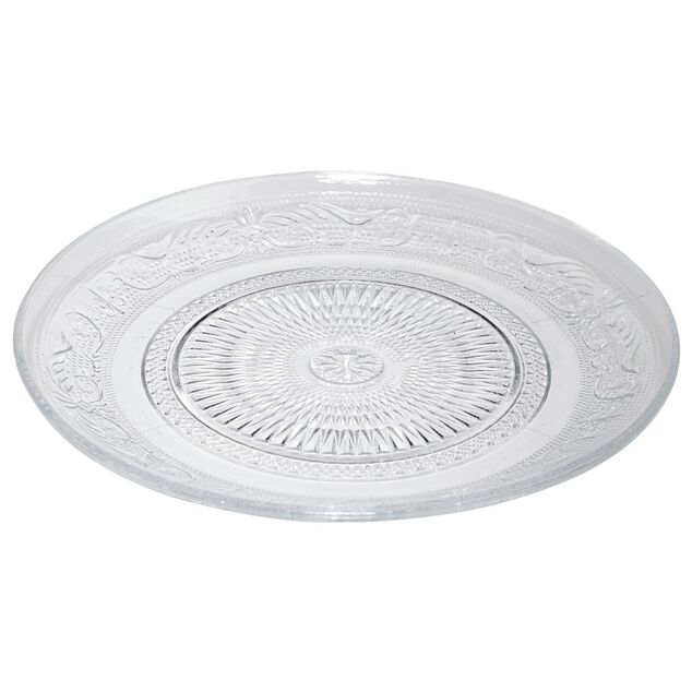 Assiette &agrave; dessert ronde verre transparente cisel&eacute;e &Oslash;19.5cm