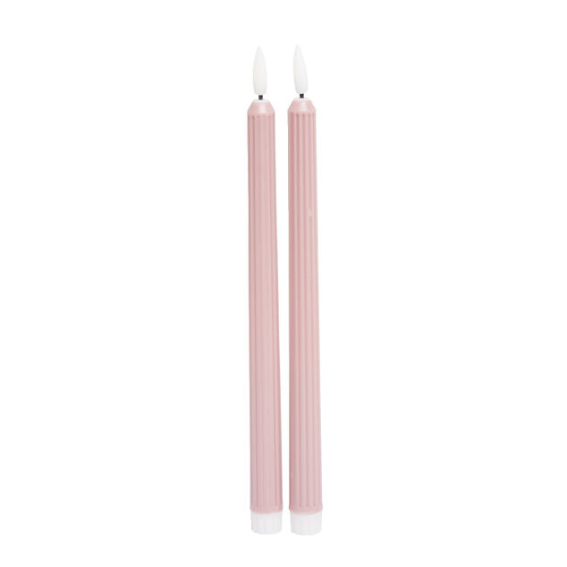 Lot de 2 bougies chandelles LED roses &Oslash;2,2xH22,5cm