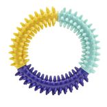 Jouet pour chien &agrave; picots jaune et bleu &Oslash;10cm