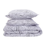 Parure de lit 2 personnes 240x220cm coton motif feuillage blanc et noir