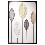 Cadre d&eacute;co 5 feuilles en m&eacute;tal L53,5xH81,5 cm