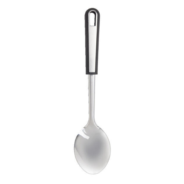 Cuill&egrave;re &agrave; servir en inox avec manche en plastique noir L.33,5cm