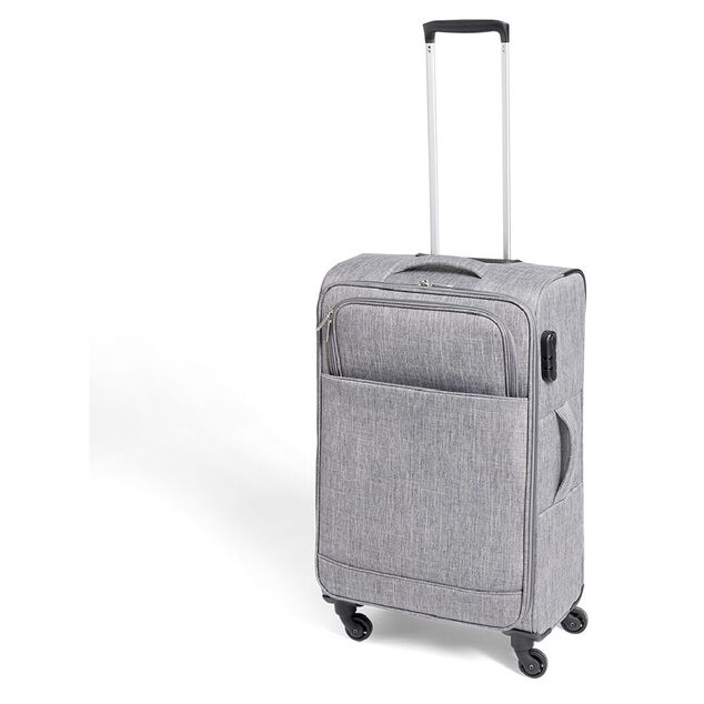 Valise trolley souple 4 roues 50L gris H68cm