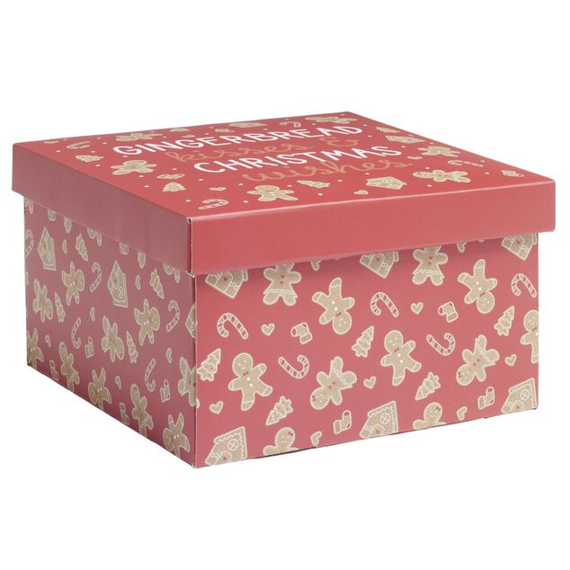 Bo&icirc;te cadeau No&euml;l x3 pliable 3 tailles motif pain d'&eacute;pices