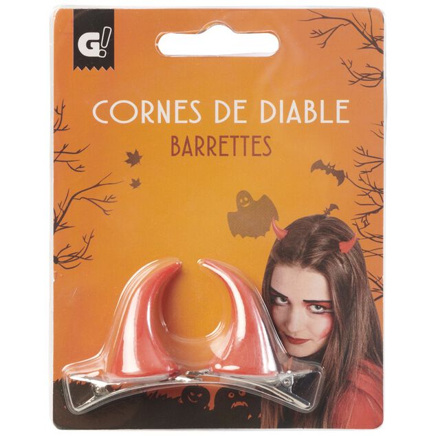 Barrette corne de diable Halloween x2