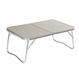Table basse de camping pliable en aluminium gris et bois MDF 60x40xH24cm