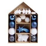 Kit d&eacute;coration sapin de No&euml;l bor&eacute;al bleu et blanc 20 pi&egrave;ces