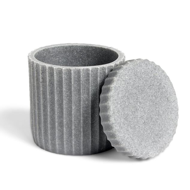 Pot &agrave; coton &Oslash;9x10cm plastique effet ciment gris
