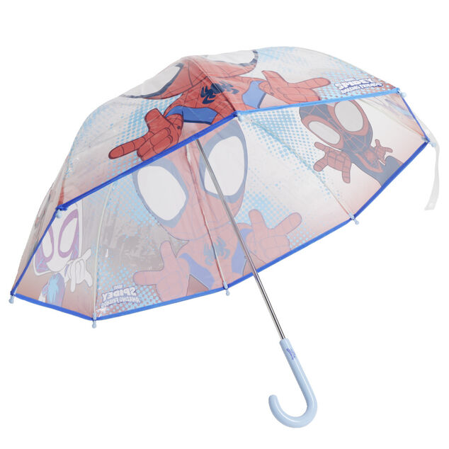 Parapluie bulle Spiderman rouge polyester et m&eacute;tal