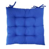 Galette de chaise carr&eacute;e unie bleue 38x38cm