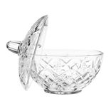 Coupelle en verre avec couvercle motif losange &Oslash;12xH12cm