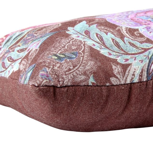Coussin rectangulaire motif v&eacute;g&eacute;tal Indie effet toile de jute 30x50cm (2 mod&egrave;les)