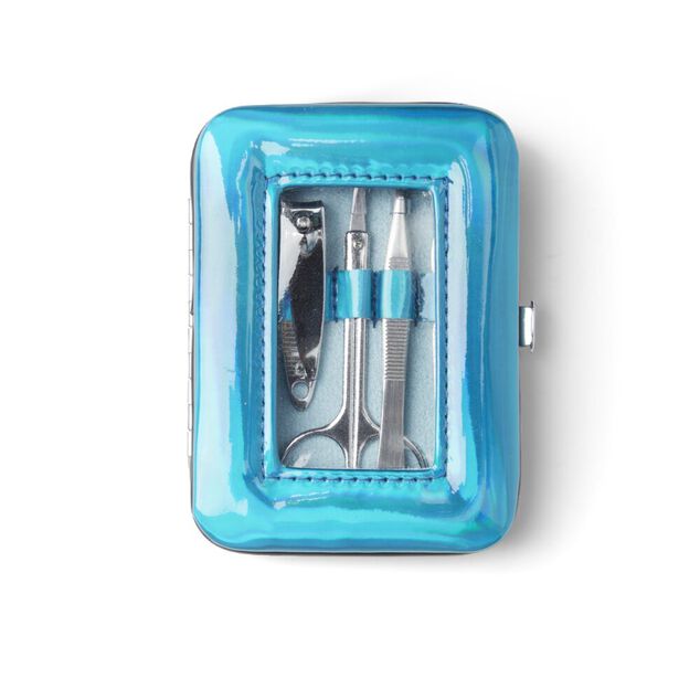Set manucure 5 pi&egrave;ces avec trousse iridescente - 4 mod&egrave;les