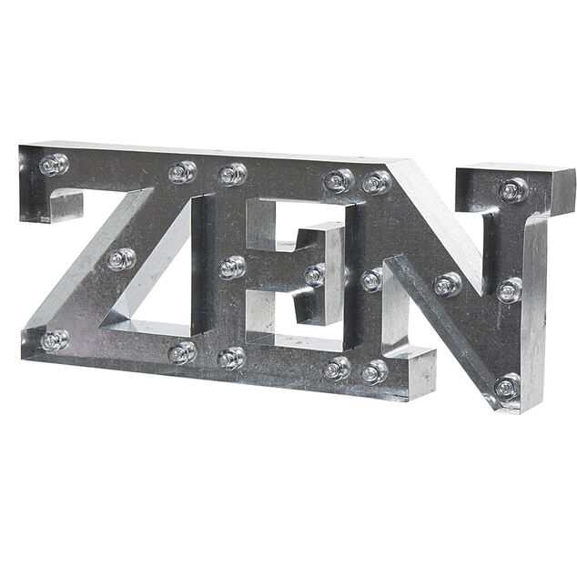 D&eacute;coration lumineuse LED mot ZEN effet zinc gris