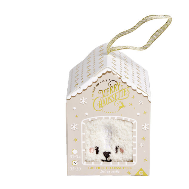 Chaussettes lapin mixte beige et rose TU