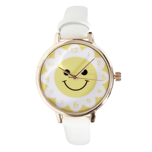Montre enfant unisexe cadran rond motif soleil bracelet simili &Oslash;3,5xL23cm (2 mod&egrave;les)